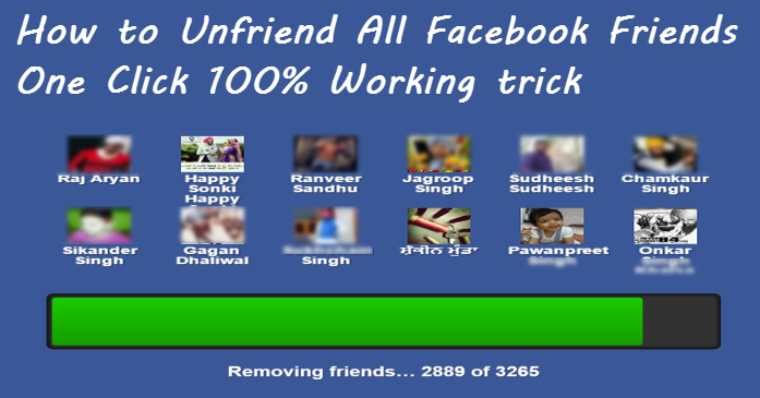 how to unfriend all facebook friends working trick 2017 in hindi