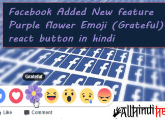facebook added new feature purple flower emoji grateful react button in hindi