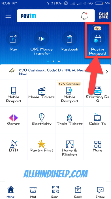 tap-on-paytm-postpaid-option