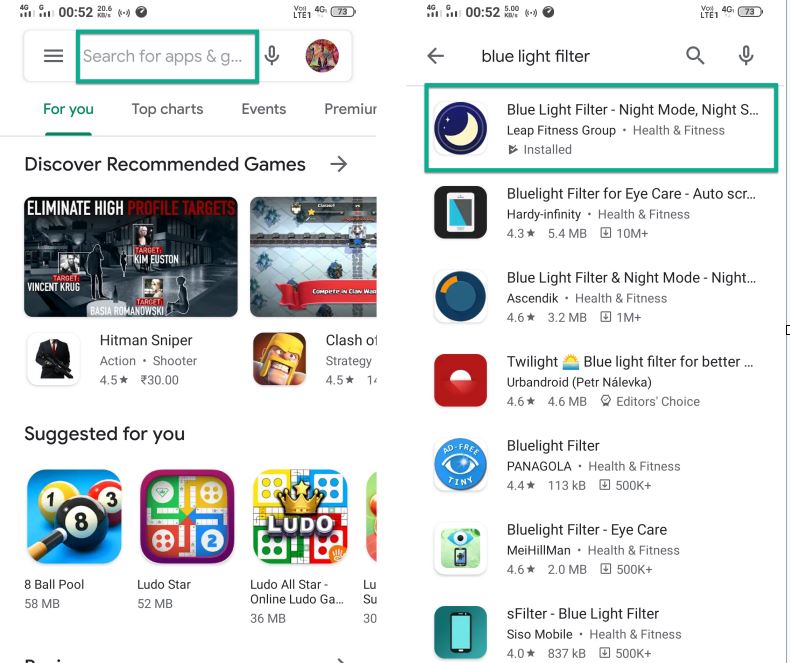 open playstore and search android app