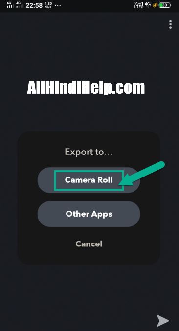 tap on camera roll option in snapchat