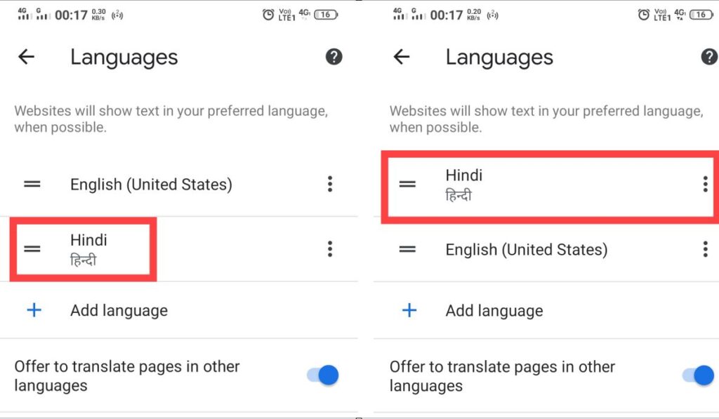 google chrome browser language hindi- kare