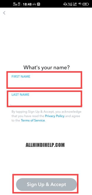 enter your first and last name