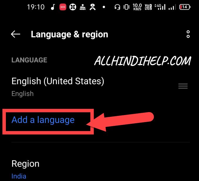 tap on add a language option