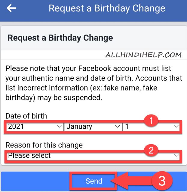 facebook birth date kaise change kare
