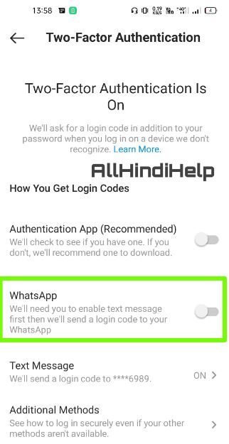 select whatsapp option