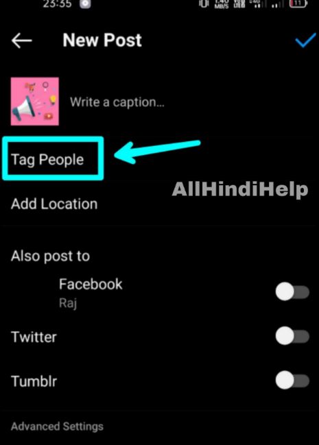 tap on tag people option