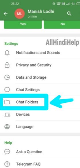 tap on chat folder option