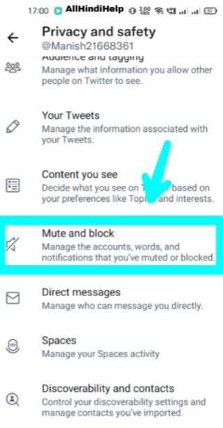 tap on mute and block option