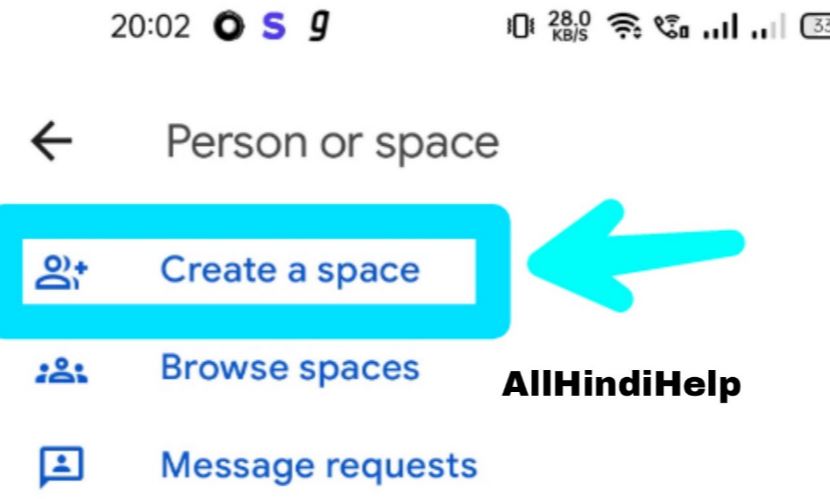 tap on create a space