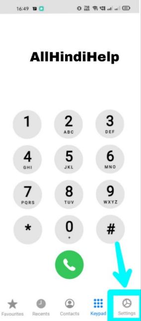 tap on setting option in call screen app