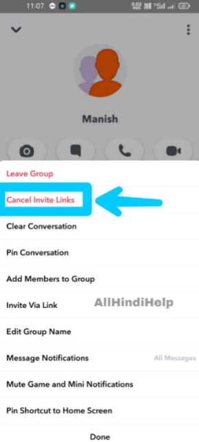 tap on cancel invite link