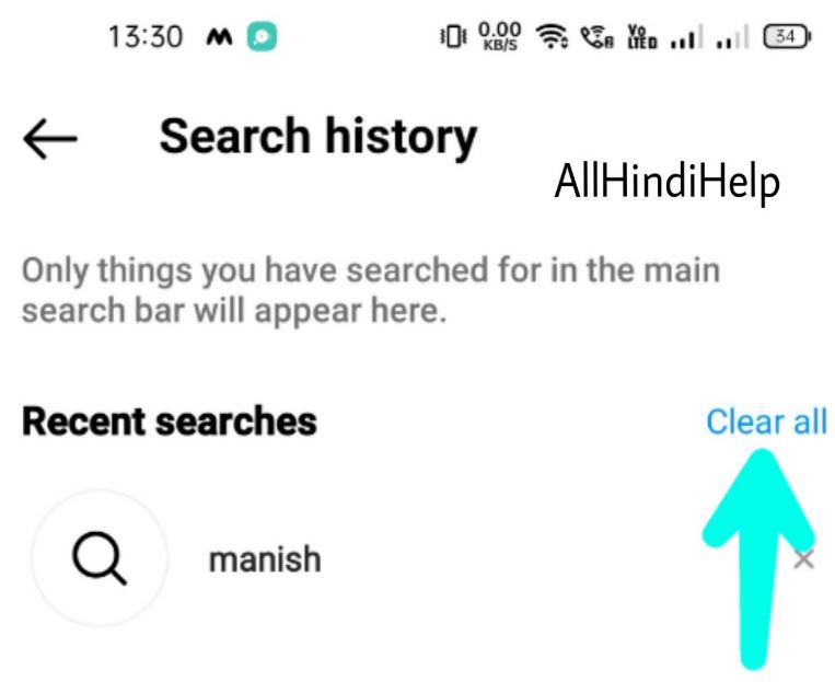 tap on clear all in recent search