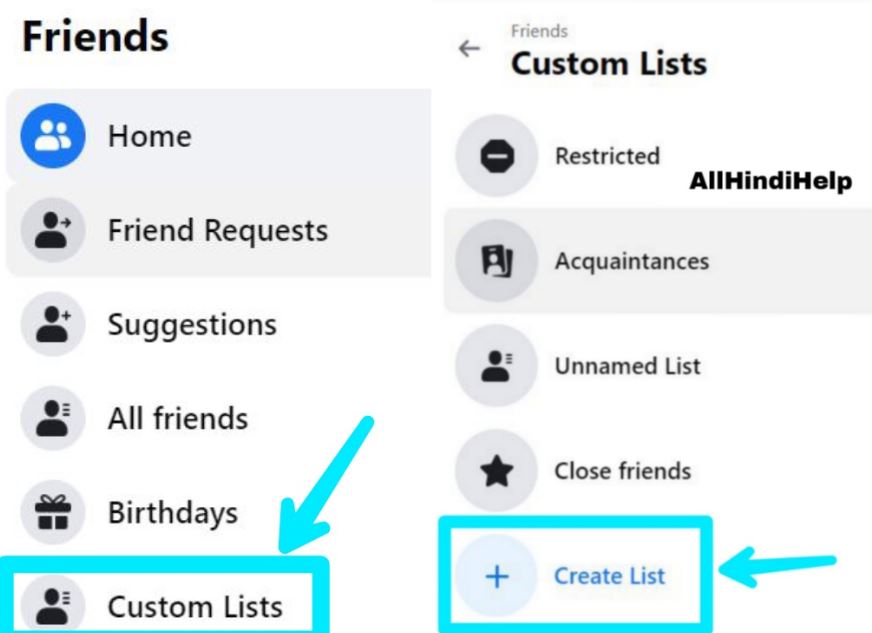 facebook custom friend list kaise banaye