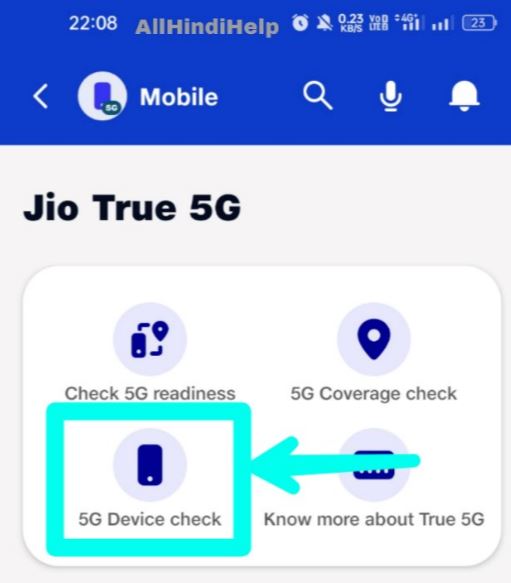 tap on 5g device check option