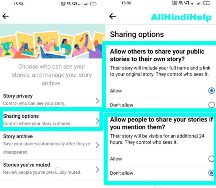 tap on sharing options in facebook
