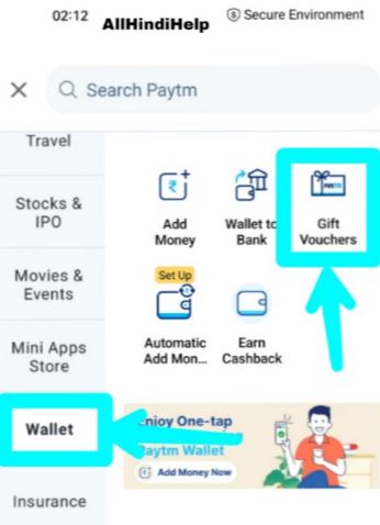 tap on wallet option