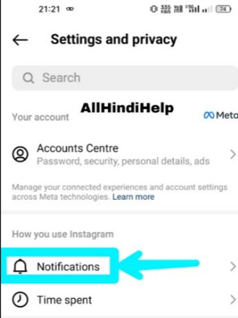 tap on notifications option